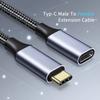 Male To Female Type-C Extension Cable USB C 3.1 4K 60Hz Type-C Extension Date Line Braided Shell PD 100W Video Extension Cable