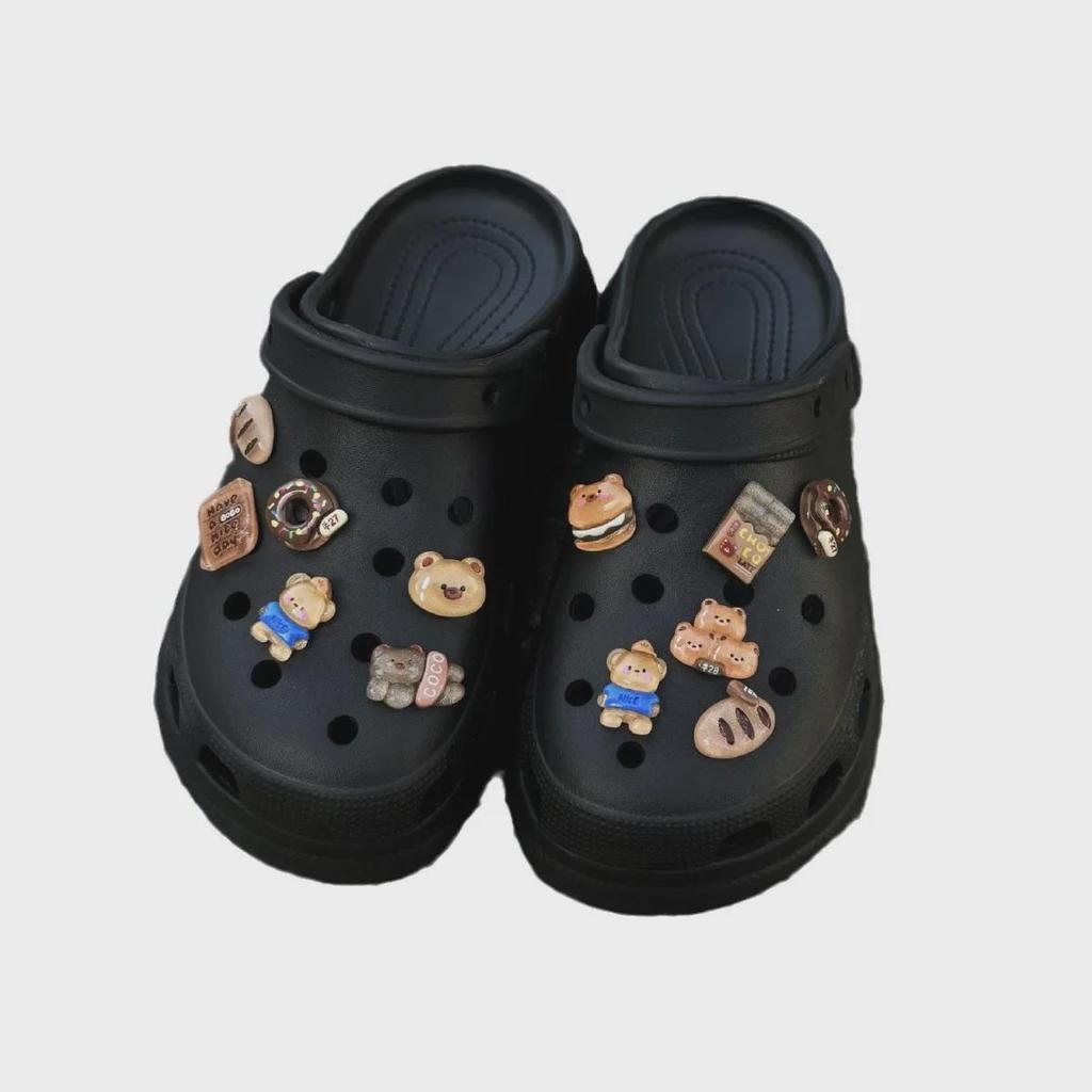 Симпатичные аксессуары для обуви Crocs: Пряжка с изображением медведя из мультфильма «Садовый медведь»