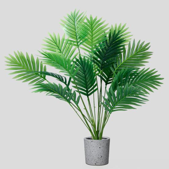 Искусственная пальма арека Поддельное тропическое пальмовое дерево Устойчивое к УФ-лучам Искусственное зеленое растение для воскресной цветочной композиции Гавайская луау Вечеринка в джунглях на пляже Декор