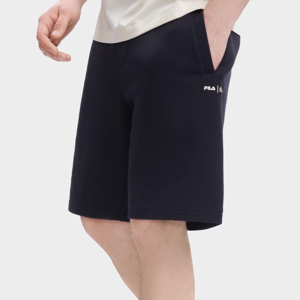 Fila X Études Collaboration Solid Color Letter Logo Print Mid Waist Drawstring Straight Leg Sports Shorts Men Shorts Legendary-Blue F11M326601F-NV