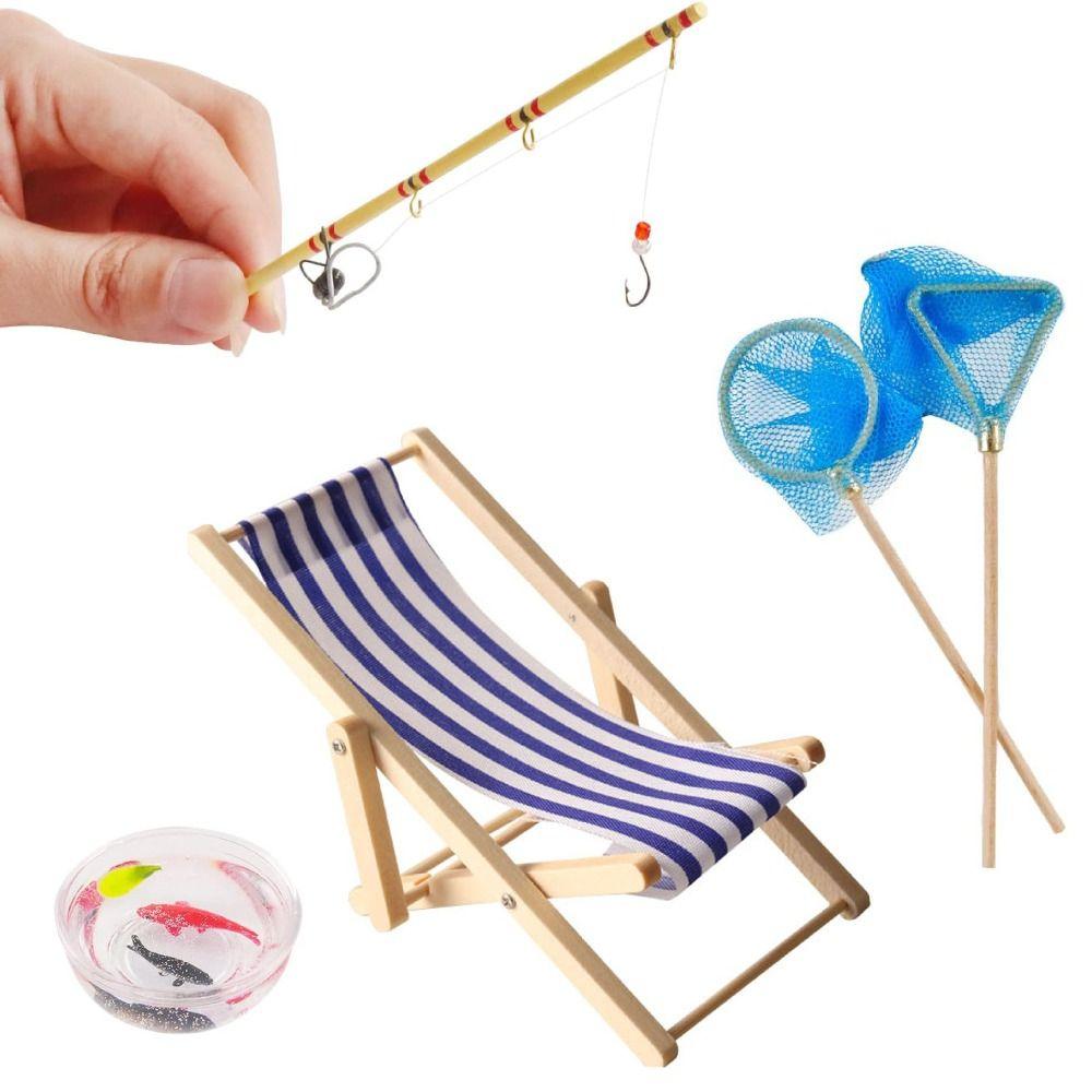 Micro Landscape 17.5cm Miniature Fishing Tool Decorative Fishing Rod Life Scene Toy