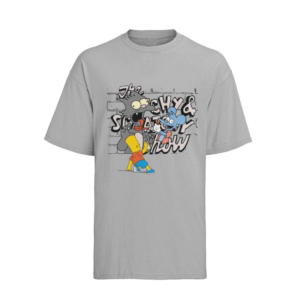 Funny The Itchy Scratchy Show Simpson Unisexs Organic Cotton Tshirt