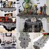 Halloween Decoration Lace Spider Web Skeleton Skull Tablecloth Black Fireplace Mantel Scarf Event Party Supplies