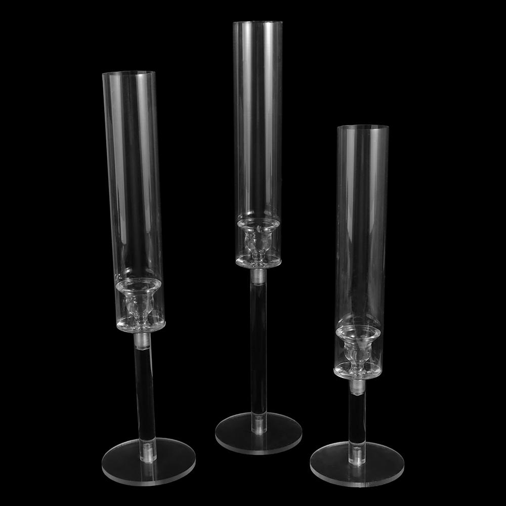 3 шт./набор изящных подсвечников, прозрачные дорожные свинцовые канделябры, хрустальные подсвечники для свадебной вечеринки