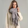 Winter Scarf Women Luxury Mohair Scarf Cashmere Warm Pashmina Solid Female Scarves Wraps Thick Soft Bufanda Big Tassels Shawl Long Stole Scarf