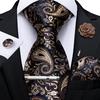 2020 Men's Luxury Necktie Set Paisley Silk Tie Hanky Cufflinks Boutonniere With Metal Tie Clip