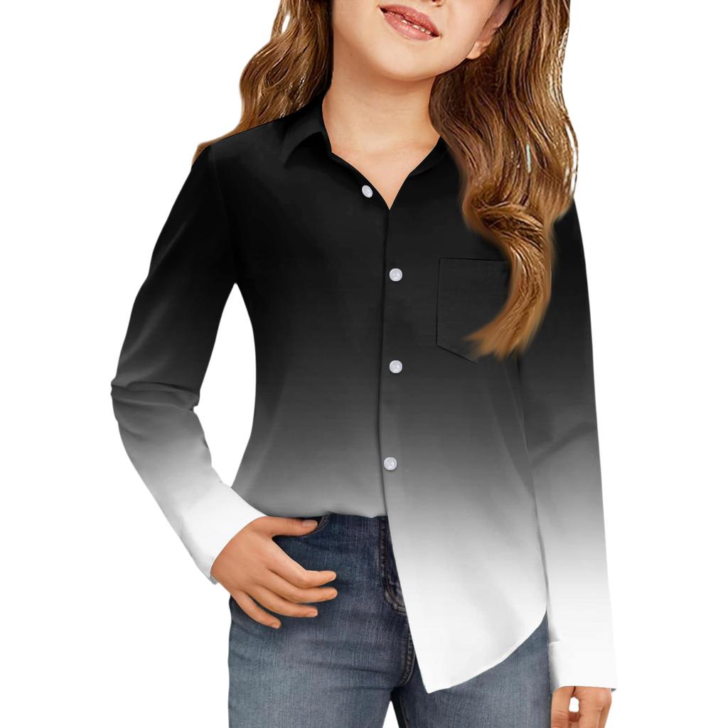 Girls' Button-Down Shirt - Long Sleeve Dress Blouse