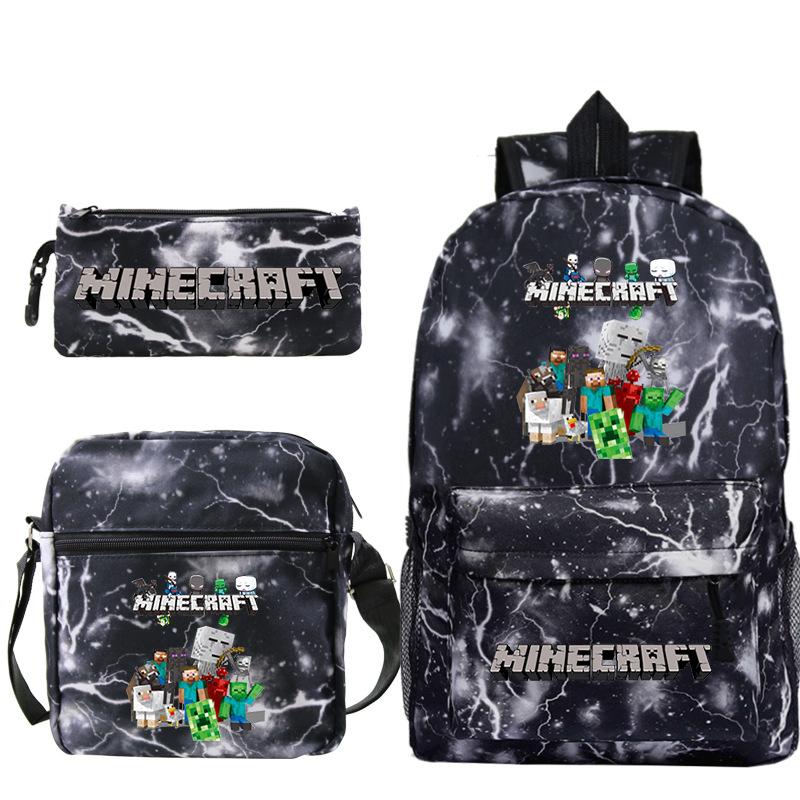 Школьная сумка Minecraft для начальной и средней школы Детский рюкзак Рюкзак Сумка через плечо Пенал Набор из трех предметов