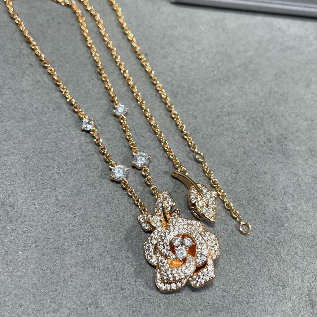 Винтажное колье женское горячего бренда, роскошные украшения для женщин, дизайнерская подвеска, чистое серебро 925 пробы, колье с цветком из розового золота