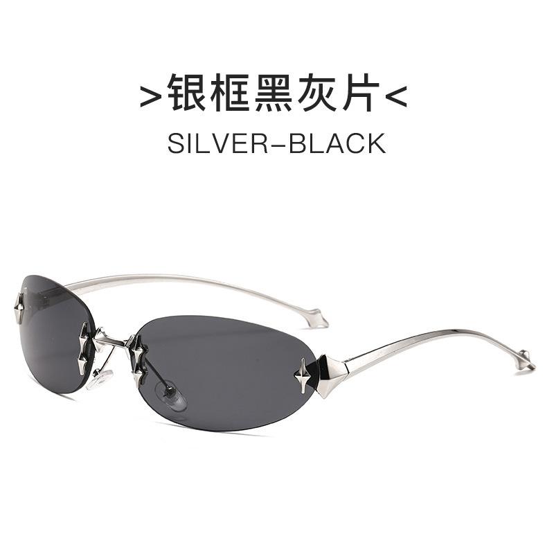 Безрамочные овальные металлические солнцезащитные очки G Spice Girl Fishbone Wear Уличная съемка Звезды Кошачий глаз Солнцезащитные очки