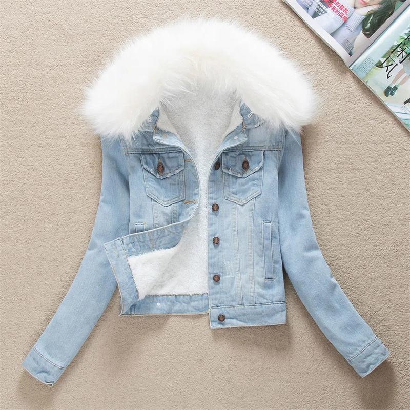 Hooded Denim Coats Pockets Single Breasted Jacket Autumn Winter Outerwear Thick Warm Comfortable Women Casual Overcoat