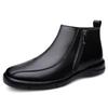 Men's Shoes Casual Short Boots Men's Velvet Thermal Cotton Boots Autumn and Winter High-top Foot Cover Zipper Leather Cowhide Boots Men's