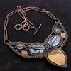 Blue Carved Bone Face Necklace Copper Wire Wrapped Gemstone Necklace Pinolith Jasper & Moonstone Necklace Handmade Adjustable Chain Necklace