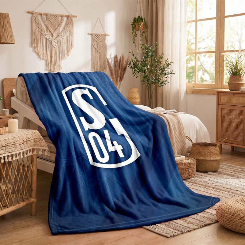 Schalke 04 Theme Fleece Blanket Cozy Soft Plush Blanket For Bedroom Couch Travel
