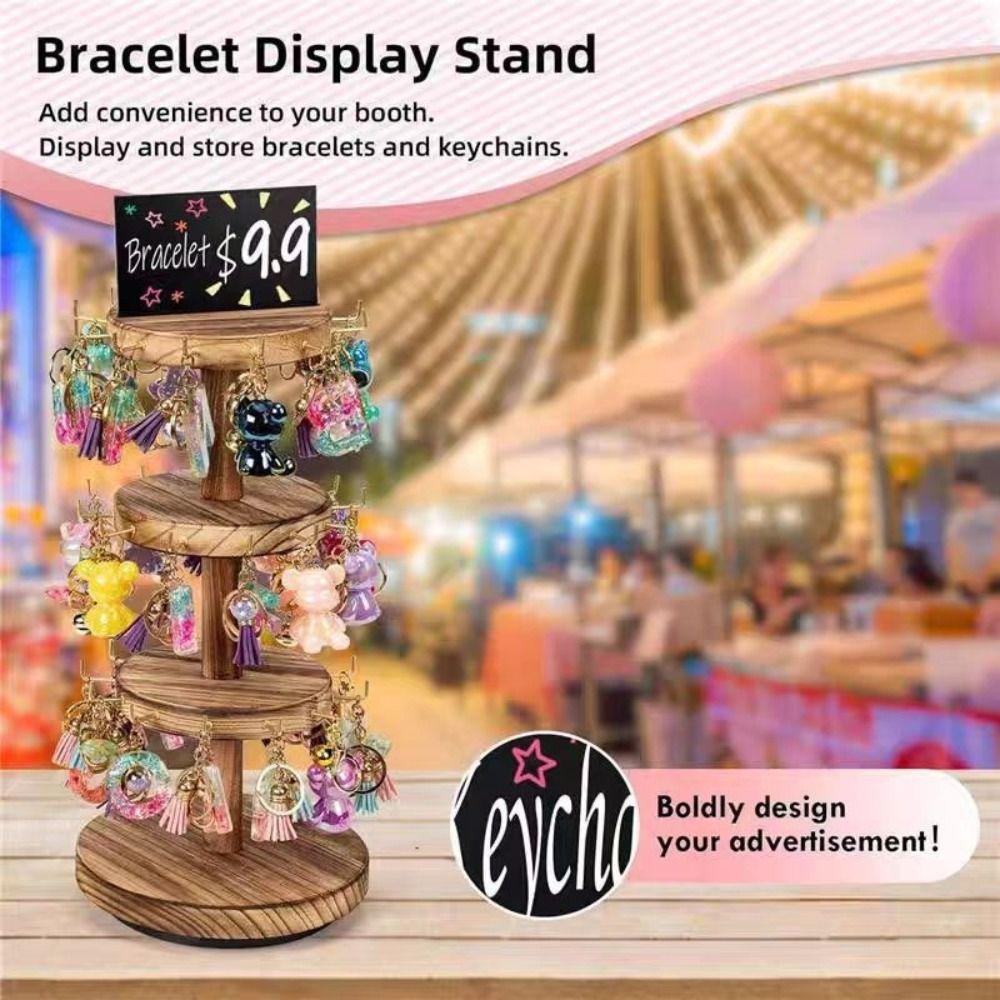 Multi-layer Jewelry Display Stand 43*17.5cm Wooden Necklace Display Stand Home Dresser Storage
