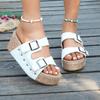 Женские тапочки 2025 Новые тапочки Толстая подошва Двойная пряжка Пляжная женская обувь Летние клинья Платформенные сандалии Шлепанцы Женские