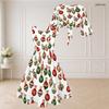 Women Plus Size 3 4 Sleeve Twist Front Nutcracker Print White Midi Dress