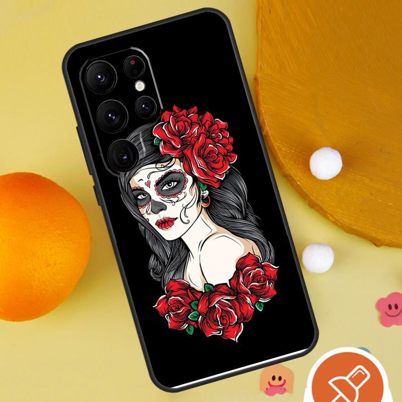 Чехол для телефона с рисунком мексиканского черепа и девушки для Samsung Galaxy S25 Ultra S24 S22 S21 Ultra S9 S10 S20 Plus S23 FE Funda Cover