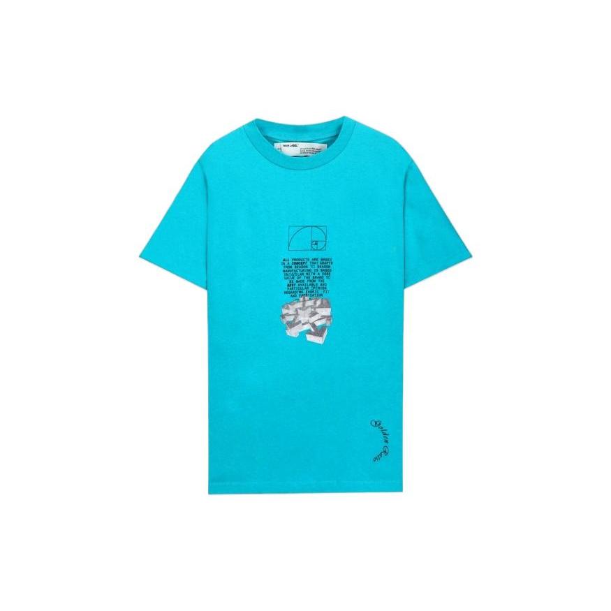 OFF WHITE SS20 T Shirts Men's Blue Crew Neck Moderate Straight Fit OMAA027R201850053901