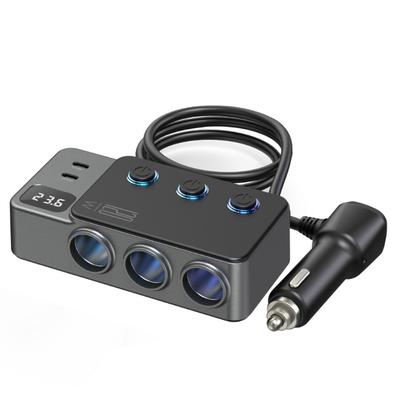 Автомобильный адаптер прикуривателя с несколькими портами для зарядки USB C, 3 гнезда, PD35W для большегрузного грузовика с независимыми переключателями