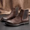 Chelsea Boots Men'S High-Top Leather Shoes Locomotive Boots Men'S Boots Winter Velvet Cotton Shoes Leather Boots Mid-Top Martin Boots Men