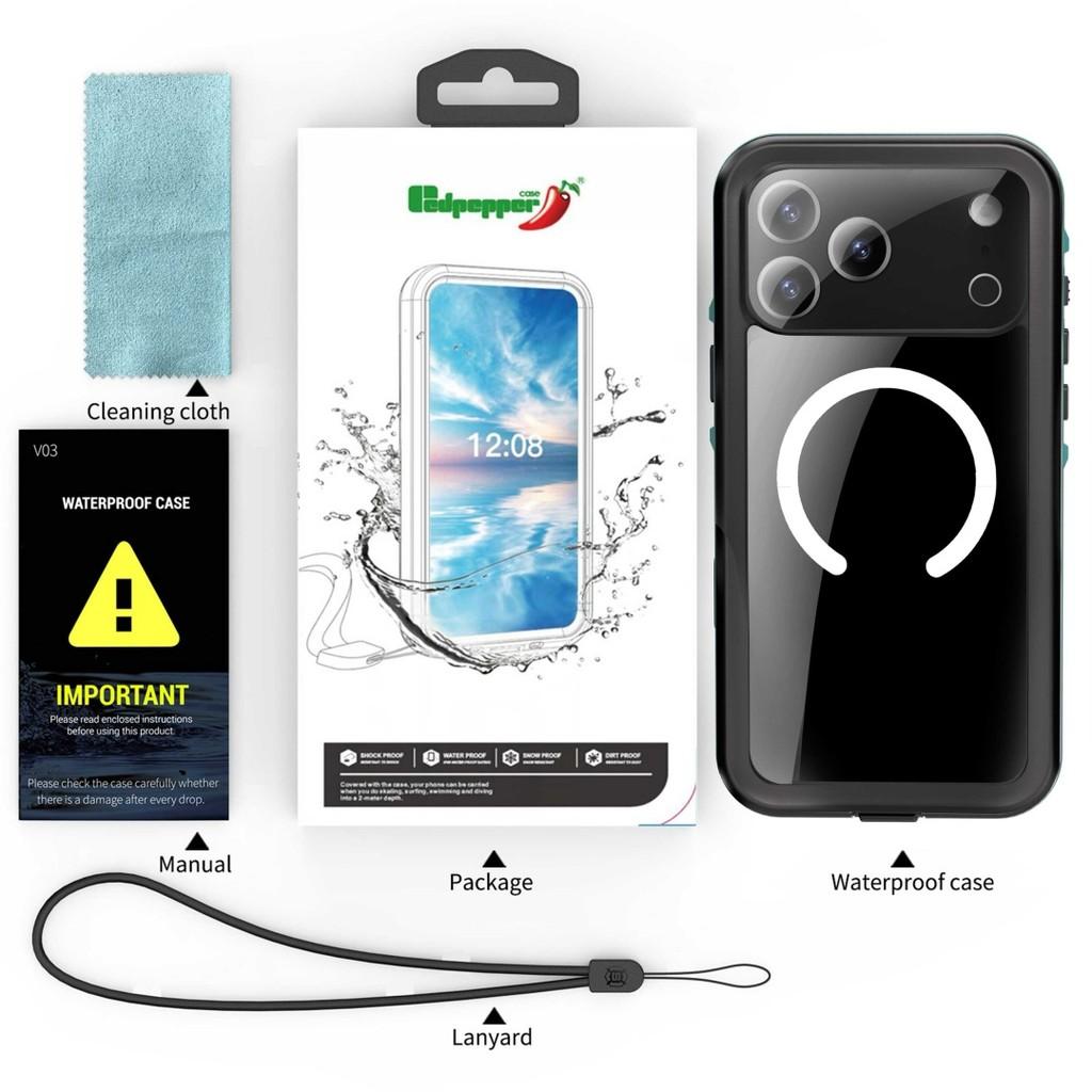 Для iPhone 17/17 Air/17 Pro/17 Pro Max Водонепроницаемый чехол для телефона IP68 360 Полная защита экрана Чехол для подводной съемки iPhone Противоударный чехол