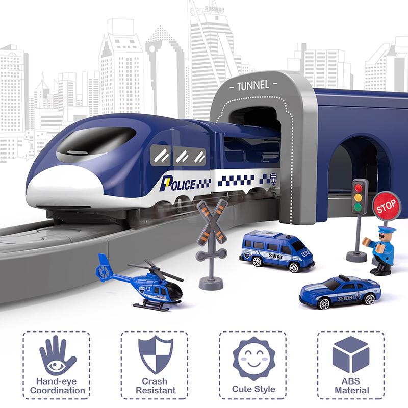 66 шт. набор поездов на батарейках с магнитным соединением, подарки для мальчиков и девочек, гоночная трасса, железнодорожная игрушка