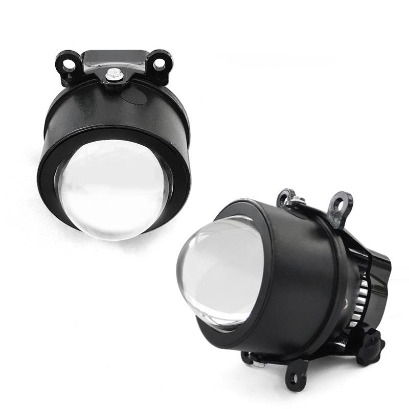 Car LED Fog Lamp Double Light Lens Fish Eye Lamp Super Bright Far and Near Integrated White Light Yellow Light Modified Anti-fog Lamp Universal