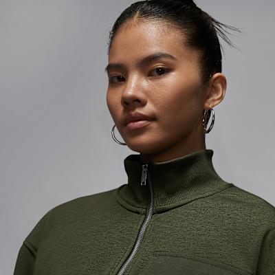 Women's Jordan Sweatshirts Women's Olive Green Stand Collar Moderate