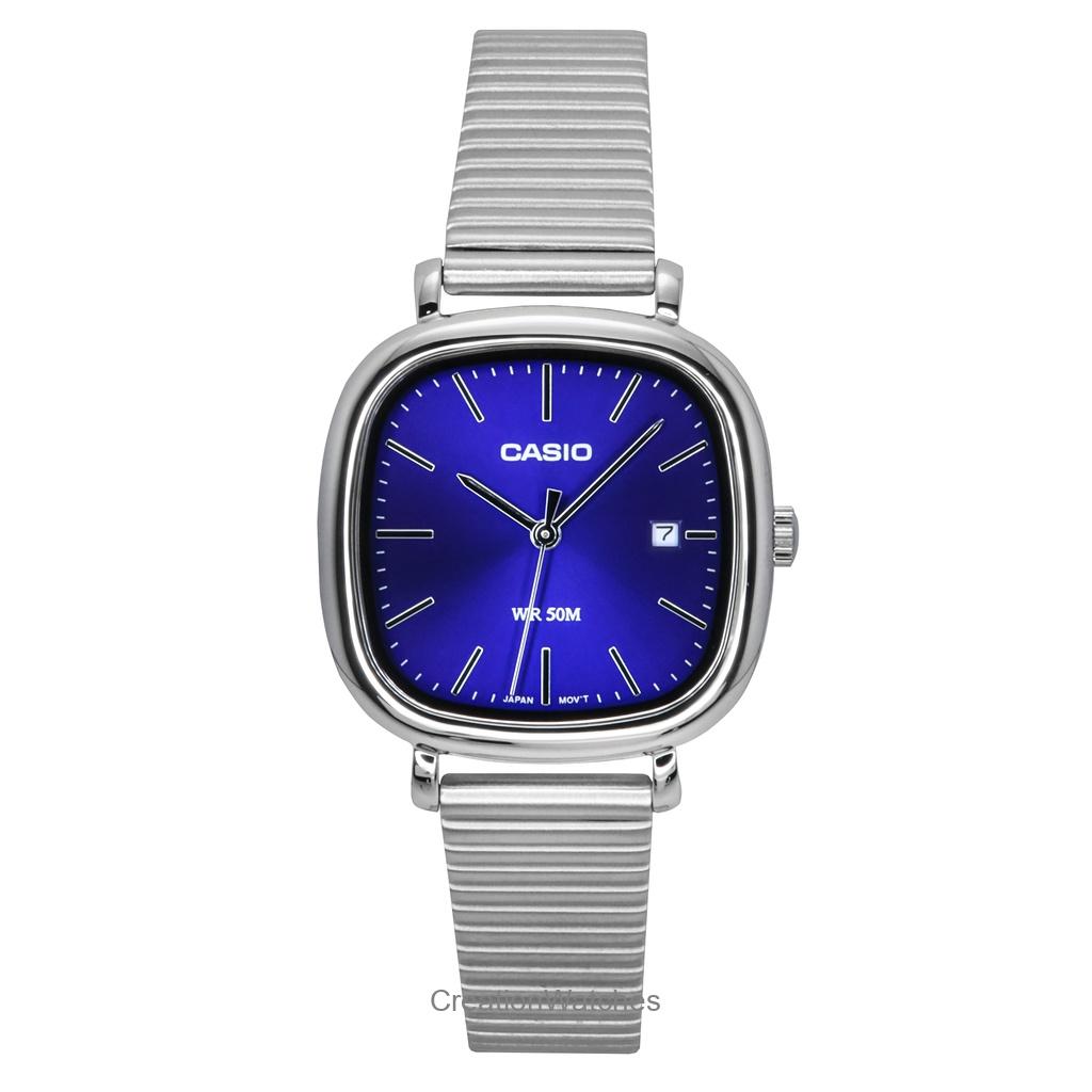 Casio Стандартные аналоговые женские часы из нержавеющей стали с синим циферблатом, кварцевые LTP-B166D-2AV