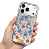 Colorful Flower Background Case for iphone 12 11 15 18 Pro Max XR 17 Pro 14 13 XS Max Air 16 Plus Silver Crushed Foil Cover