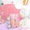 12 Pcs Easter Clear PVC Gift Bags with Handle Easter Bunny Party Favors Bags Colorful Rabbit Reusable Transparent Treat Tote Bags for Spring Birthday