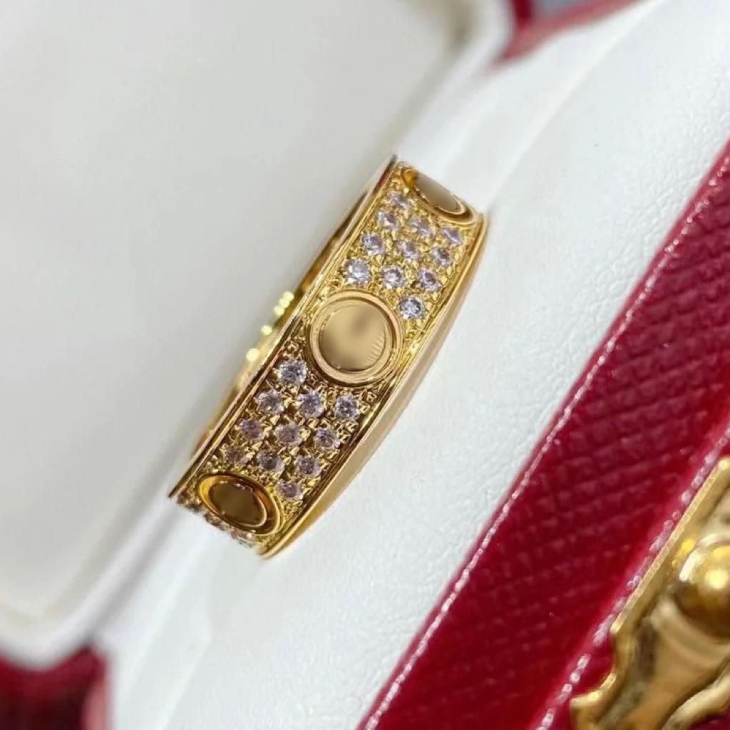 V Gold Высокая версия Звезда Цыганки 3-рядное Алмазное Кольцо Узкая Широкая версия Женское Позолоченное 18 карат Розовое Золото Кольцо для пары