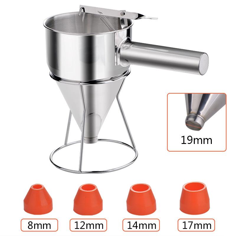 Pancake Batter Dispenser Multi-Caliber Stainless Steel Funnel Dispenser with Stand Cupcakes Baking Maker Tools Kitchen Gadgets