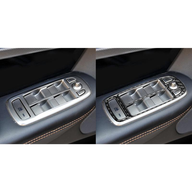 Carbon Fiber Window Control Lifting Paenl Decal Cover Trim Modification Sticker Car Interior Accessories For Jaguar XF 2008—2015