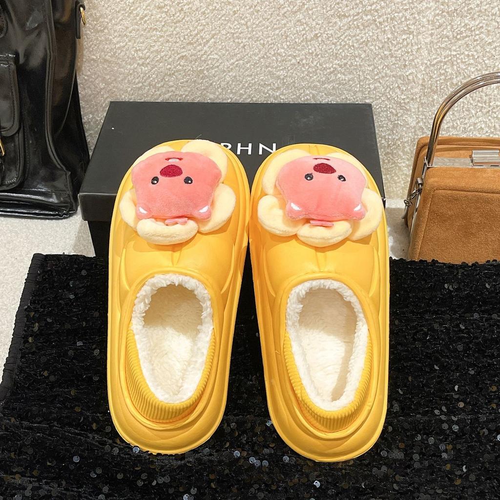 Non-slip Dormitory Warm Bag Head Cotton Slippers Beaver Cute Girl Heart Home Cotton Slippers 2025 Autumn and Winter New