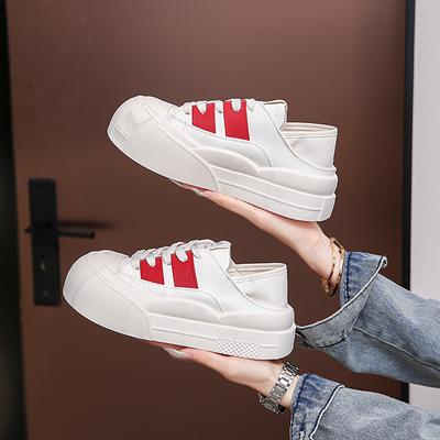 Мода 2024 года, новые женские прочные спортивные туфли на толстой подошве, модные весенние и осенние вулканизированные туфли на шнуровке