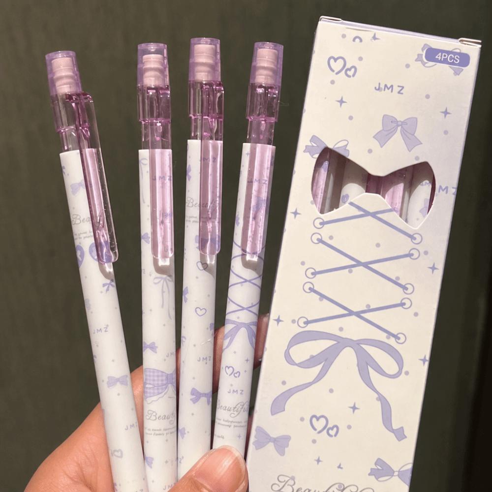 4PCS/Set Bow Series 2B Pencils with Eraser Top Writing Pencils Kawaii Automatic Pencils  Gift