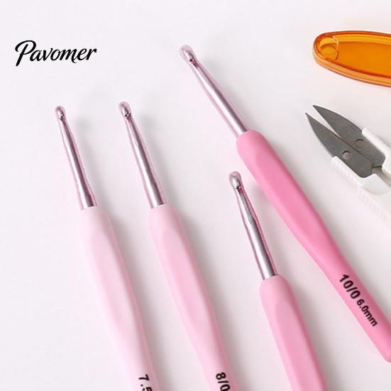 Crochet Tools for Professionals Pink Ergonomic Hooks Set, Needles Kit with Soft Grip Handles, Includes Scissors & Storage Case, Set Beginners Comfort