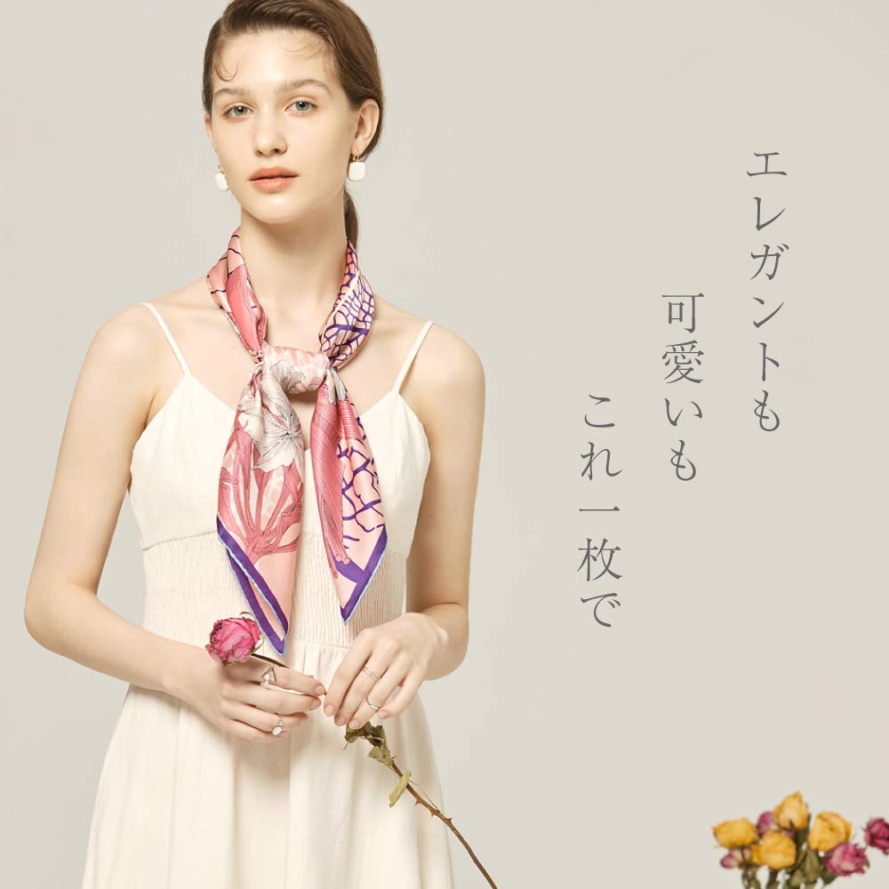 Silk Scarf Stole Printed 5A Grade Silk Silk Scarf 86 X 86 Cm Square Silk Gift Birthday Girlfriend Wife Bag Spring Summer Pink Green Purple Brand UV