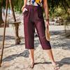 New Spring and Summer Rayon Loose Fashionable and Casual Pocket Capri Pants