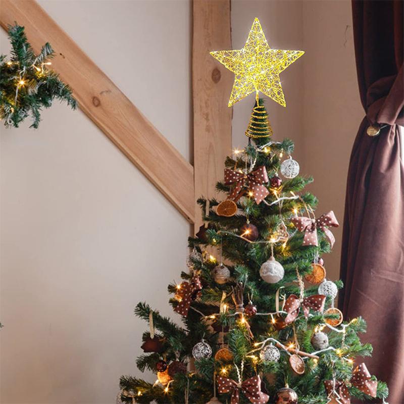 LED Christmas Tree Lights Star decoration Pendant Iron Button Top Star Lights New Year Party Christmas Tree Overhead Lights