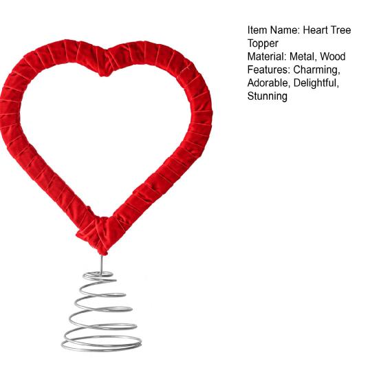 Heart Shaped Tree Topper for Valentine's Day Treetop Red Heart Decoration with Spring for Home Wedding Holiday Party Supplies