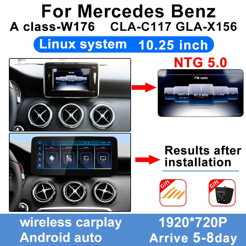 Wireless Carplay Android Auto TouchScreen 10.25'' For Mercedes Benz A Class W176 A200 A180 A220 Car Multimedia Player Display BT