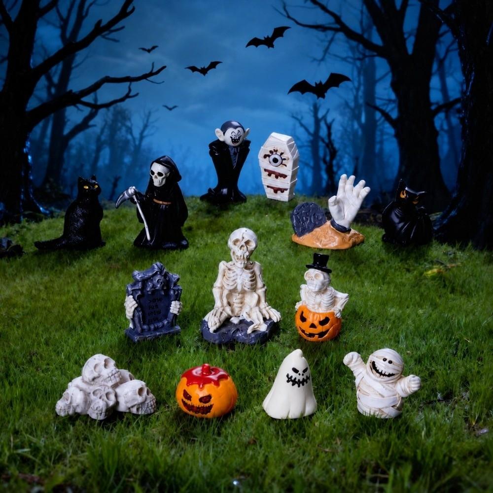 10PCS Horror Style Halloween Pumpkin Decor Mini Size Micro Landscape Miniatures Home Decoration