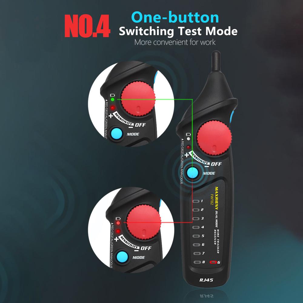 MAXRIENY FWT82 Цифровой и аналоговый двухрежимный сетевой кабельный трекер с тонером RJ45 RJ11 Ethernet LAN