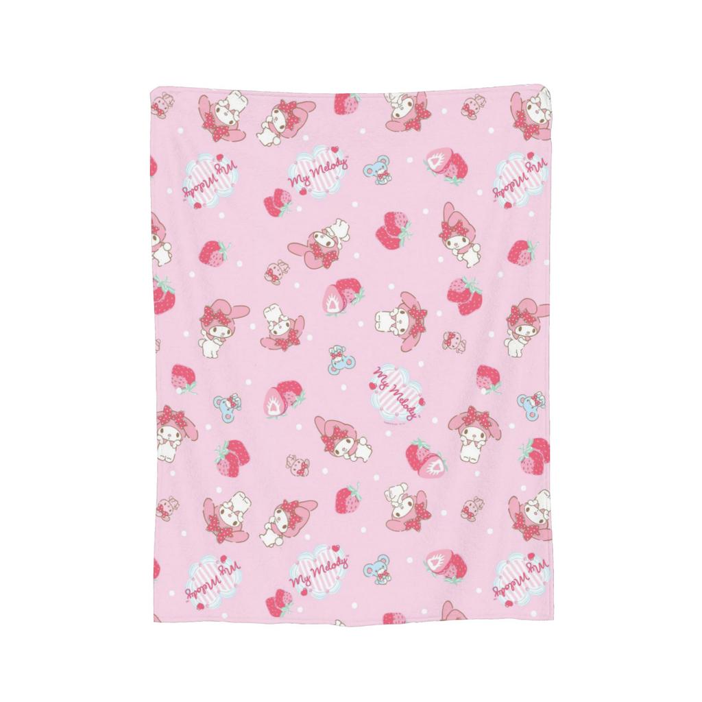 My Melody Knitted blanket Cute Cartoon Flannel Throw blanket Airplane Travel Personalised Ultra-Soft Warm Bedsprea,