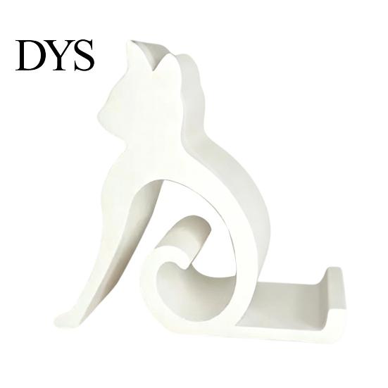 Mobile Phone Holder Cute Cat Stand, Curled Tail Kitty Desk for Cell Wood Style Stand Tablet, 3D Printed Universal Office Bedroom, Gift Lovers