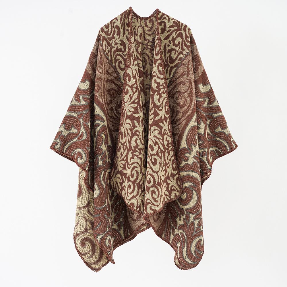 Fashion Floral Ponchos For Women Winter Warm Thick Oversized Shawls And Wraps Cashmere Pashmina Female Bufanda Mujer Luxury