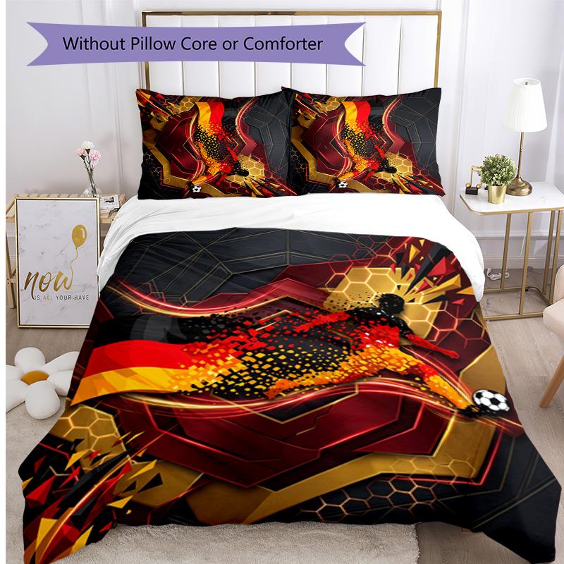 Germany Football Printed Bedding 3 Piece Set Cozy Breathable Bed Cover Set as Housewarming Holiday Gift